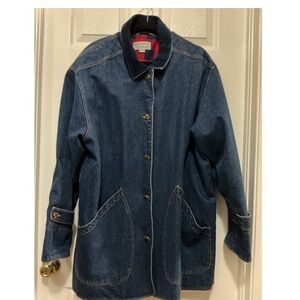 VTG Brandon Thomas Jacket Women M (20/22) Blue Denim Barn Chore Flannel Lined
